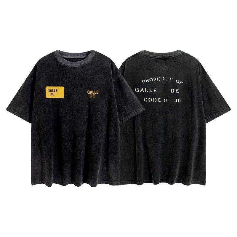 

Fashion Brand Designer T Shirt Wings Brain Printed Galleryes Depts Washed Used Loose Casual Men's And Women's Shirts, Black