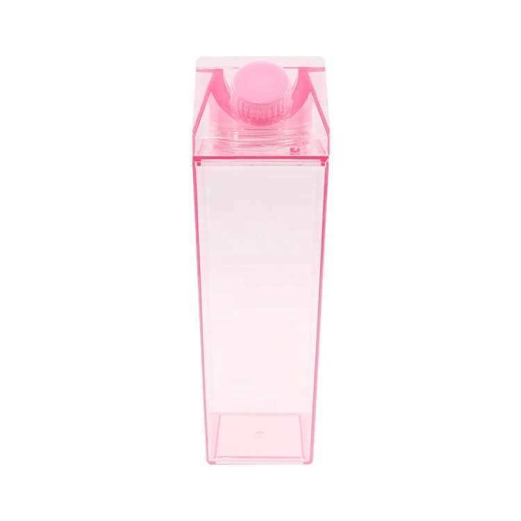 500ml Milk Box Plastic Milk Carton Acrylic Water Bottle Clear Transparent Square Juice Bottles for Outdoor Sports Travel BPA Free