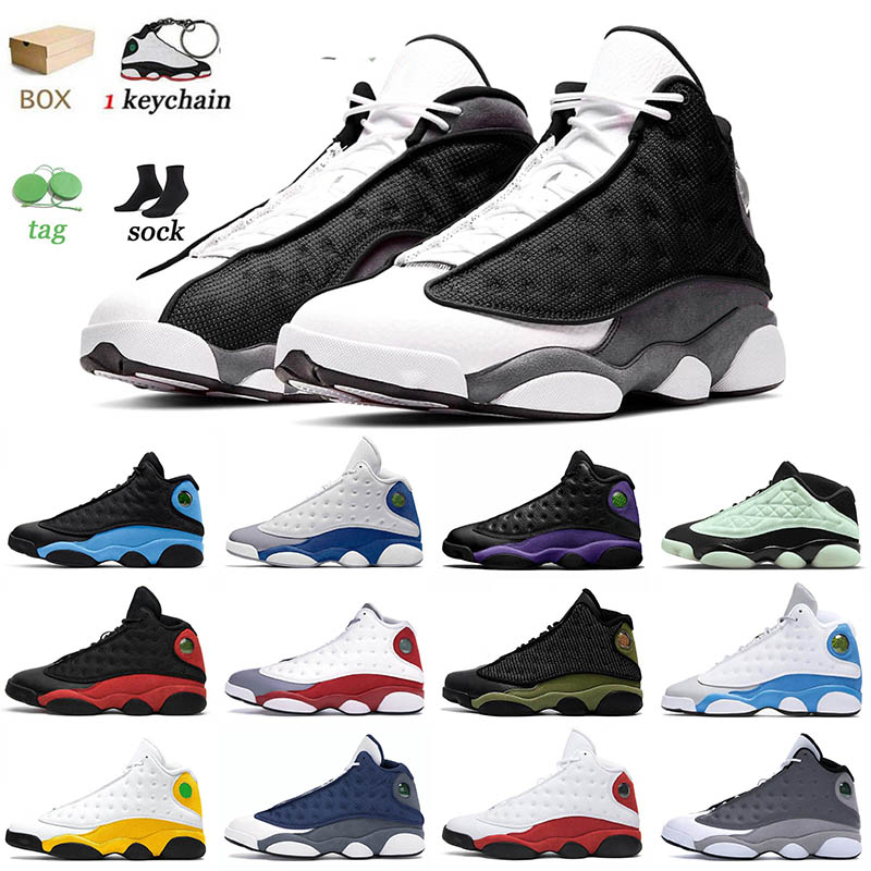 

With Box Jumpman Basketball Shoes 13 Black Flint Navy French Blue 13s Del Sol Red Reverse Bred Court Purple Hyper Royal Trainers Black Cat Sneakers, C39 40-47 black flint