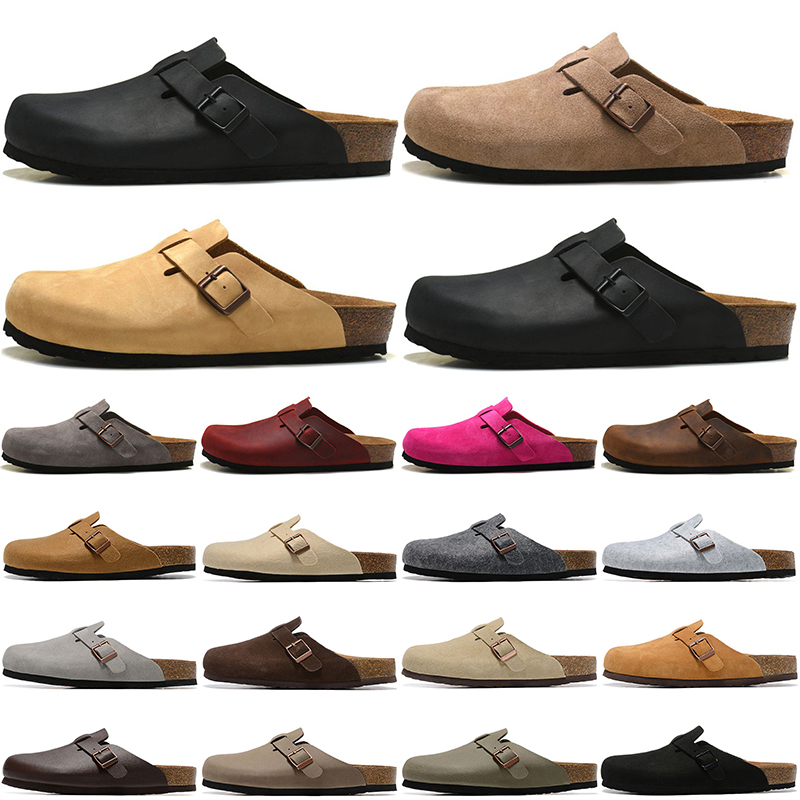 

Designer Sandals boston clog arizona gizeh men women summer autumn winter slippers Leather Outdoor Indoor Buckle Strap flats cork shoe, #12