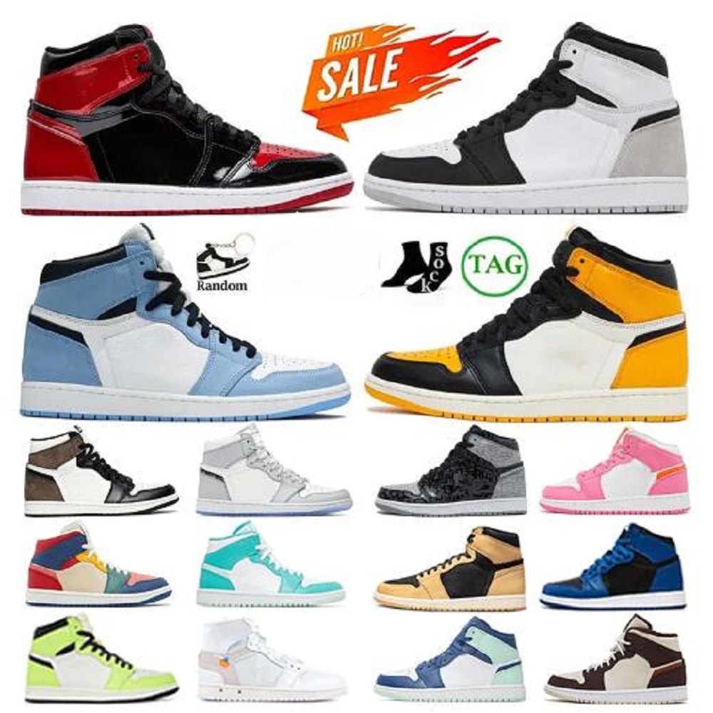 

man basketball shoes sports Sneakers Trainers University Blue Hyper Royal Patent Panda Dark Mocha Bred 1S Shadow Unc Smoke Grey chicago Jumpman 1, Color 37