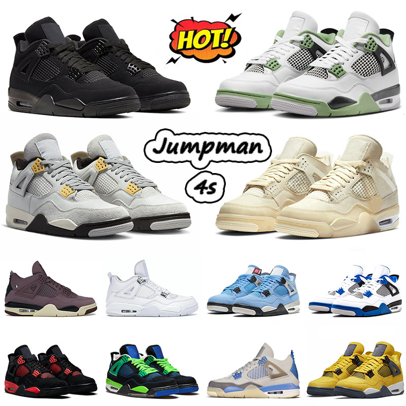 

With Box Men Women Basketball Shoes Jumpman 4 4S Sneaker Seafoam Military Black Cat Sail Fire Red Thunder White Oreo Pure Money University Blue Doernbecher Bred 2023, 36-47 2 sail