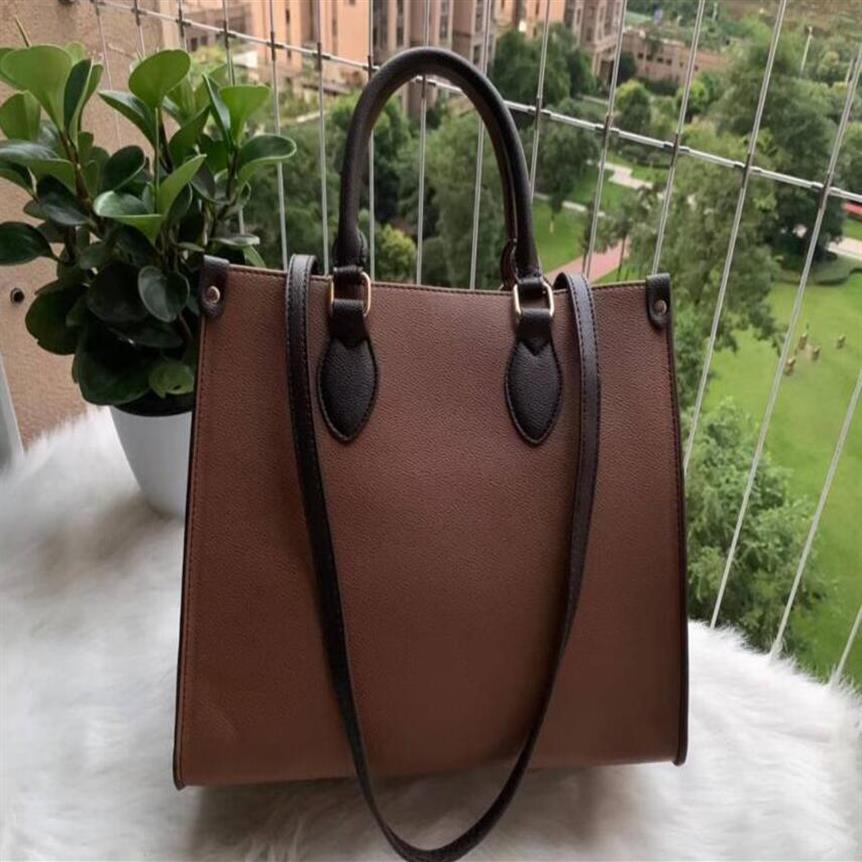 

Women High Quality Fashion ONTHEGO Tote handbag Double Color Handbags Women Big Flower Tote Bag Wallet Classic Shopping Shoulder B2406, Black embossed