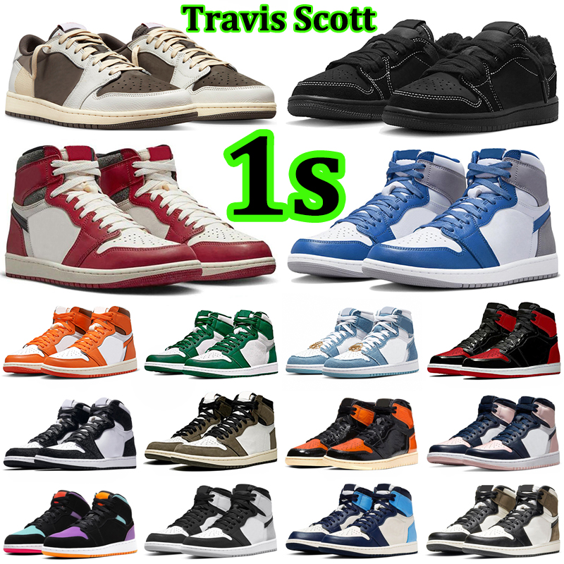 

Jumpman Retro 1 High Basketball Shoes 1s Travis Scotts Low Sneakers Black Phantom True Blue Lost and Found Shattered Backboard Bred Men Women Outdoor Sports Trainers, Court purple 2020