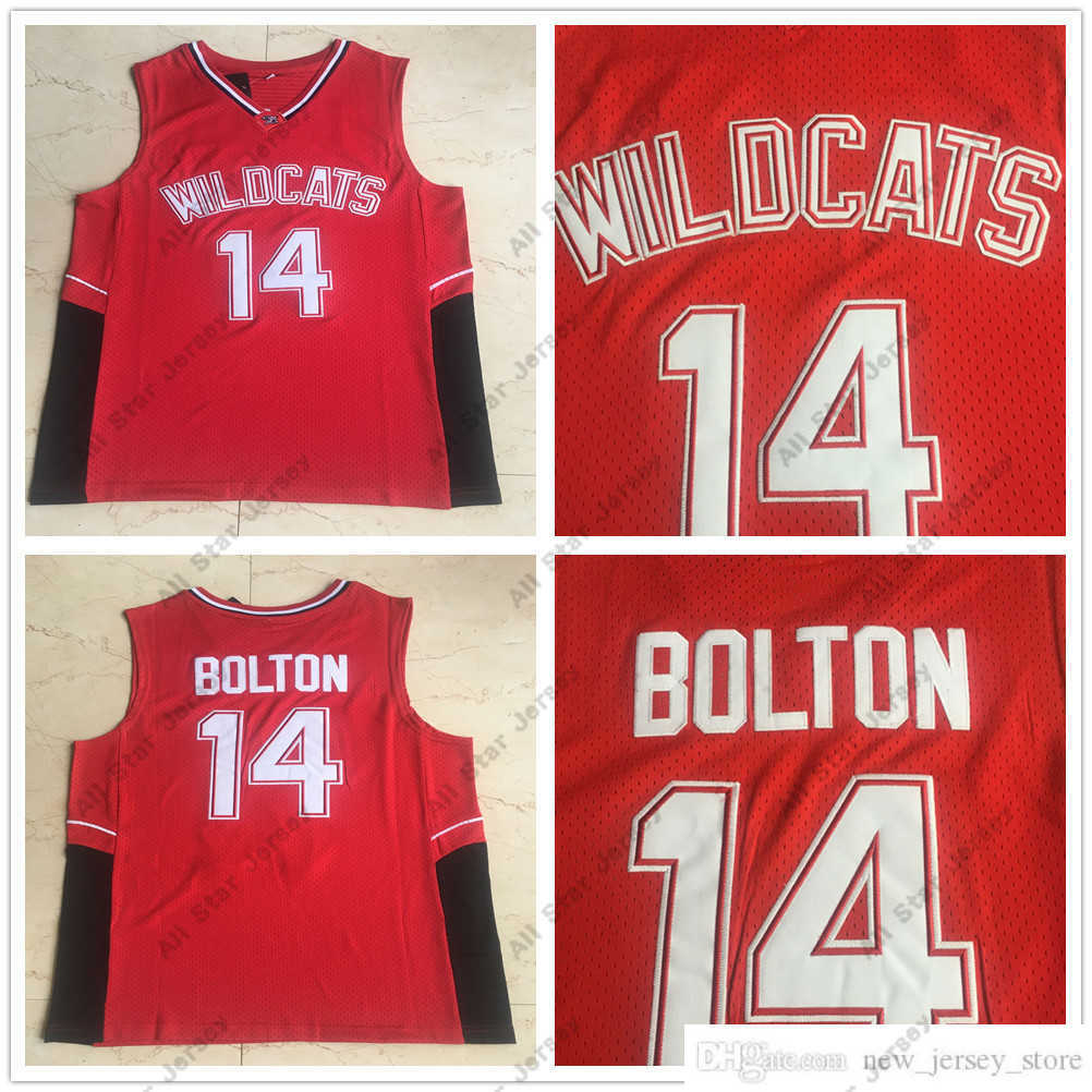 

College Basketball Wears Stitched NCAA Basketball Jerseys College Mens Zac Efron Troy Bolton 14 East High School Wildcats Red Jersey Home Vintage Shirts -XXL