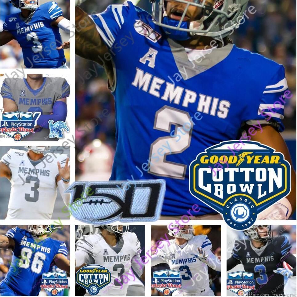 

Football Jerseys Custom 2021 NCAA College Memphis Tigers Football Jersey White Kenneth Gainwell Coxie Tony Pollard ClarkSean Dykes Taylor Cullens Joseph, With cotton bowl patch