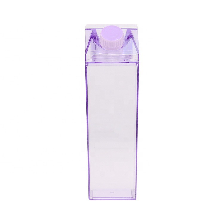 500ml Milk Box Plastic Milk Carton Acrylic Water Bottle Clear Transparent Square Juice Bottles for Outdoor Sports Travel BPA Free