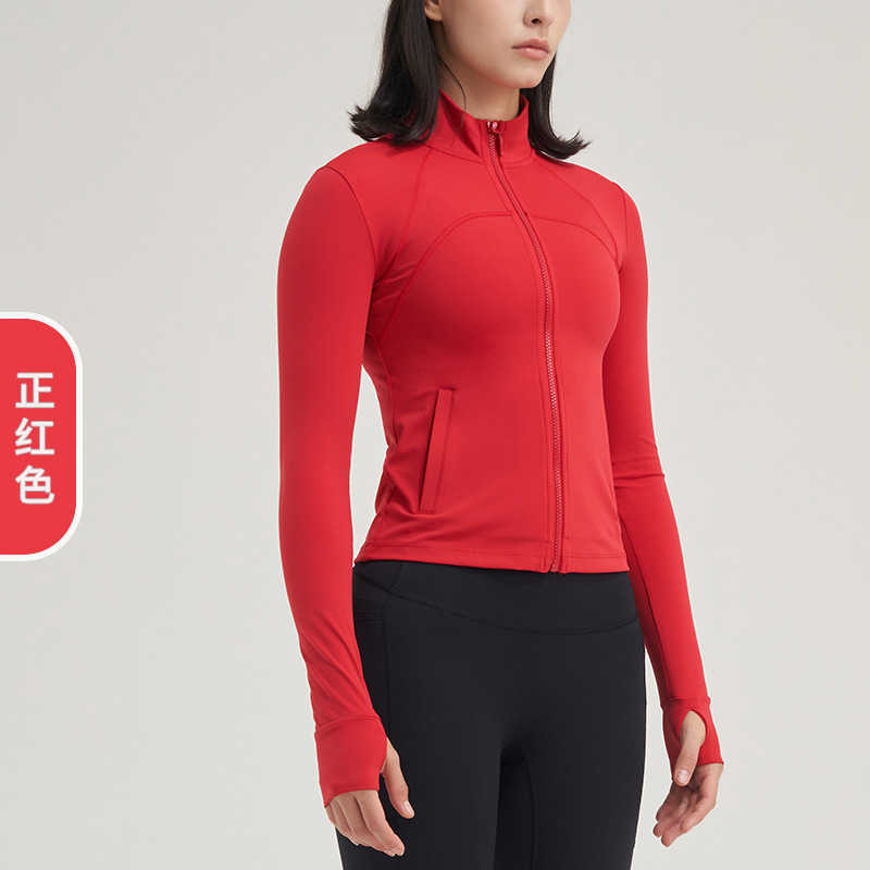 

LU-51 Yoga Jacket Running Fitness Zipper Coat Gym Clothes Women Fashion Long Sleeve Fast Drying Sports Top Sweater, Ivory white