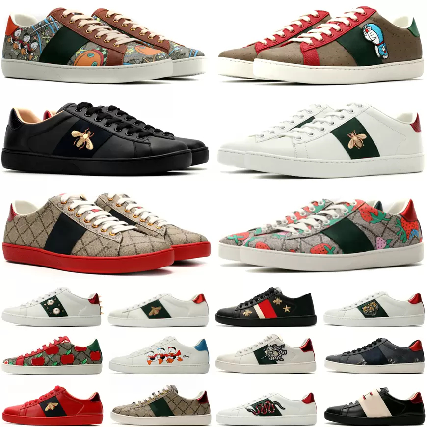 

Fashion Casual Shoes Designer Sports sneakers Ace Bee Snake Tiger Embroidered Women Men White Green Red Stripes shoes sneaker unisex Walking Trainers