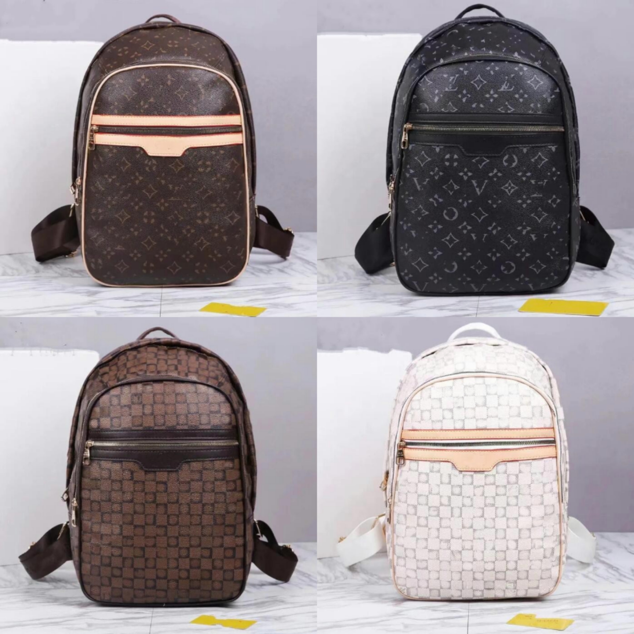 

L Louiseity Large Capacity Backpack Luggage Bag Viutonity Mens Womens Duffle Travel School Bags Backpacks Handbag Purse Vintage Totes Designer Handbag Bookbag AAA, White check