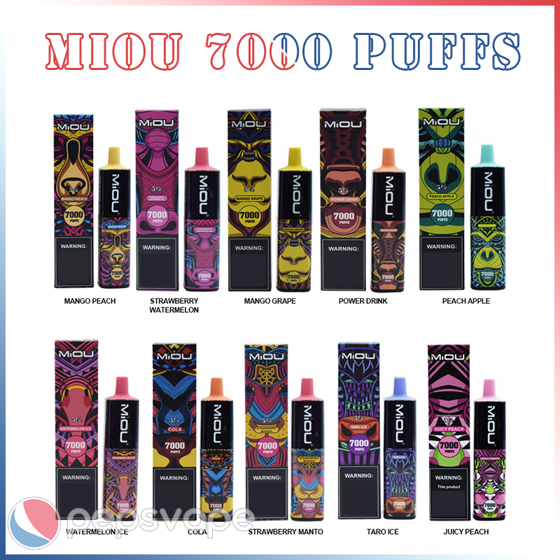 

MIOU 7000 Original Disposable E Cigarettes Puff 7k Puffs Vape pen With 15ml Pre-filled 650mAh Rechargeable 1.0mesh coil TYPE-C vapes