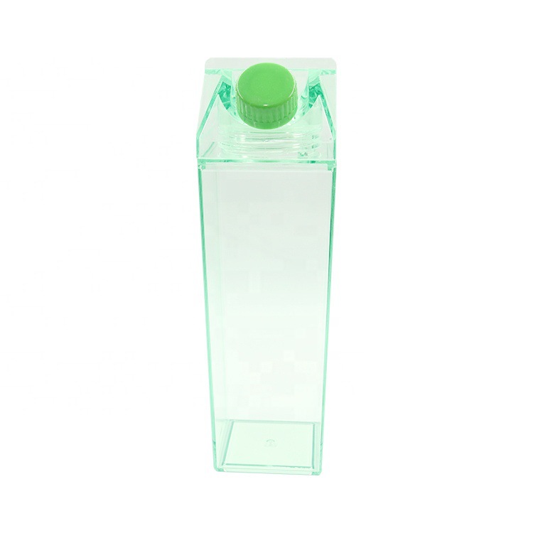 500ml Milk Box Plastic Milk Carton Acrylic Water Bottle Clear Transparent Square Juice Bottles for Outdoor Sports Travel BPA Free