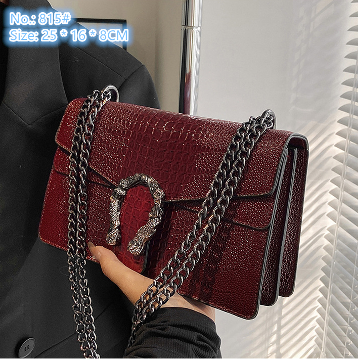 

Factory wholesale ladies shoulder bags 8 colors flip retro leather handbag classic crocodile pattern women chain bag street personalized embossed handbags, Blue-815#