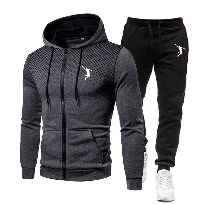 

Men' Tracksuits Autumn And Winter Men'sSweatshirt Sweatpants Suit Printing Men' Zipper Hoodie Fitness Sportswear Suit Hooded Sportswear 230130, White-hyb-gary-bb