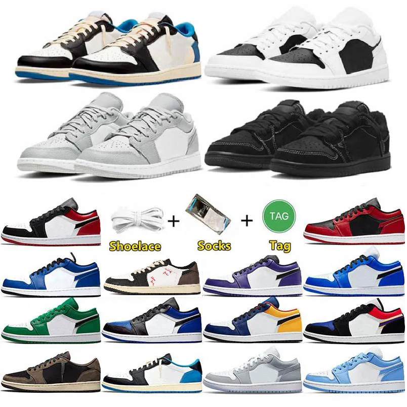 

Top Jumpman 1 Low Basketball Shoes 1s Wolf Grey Carbon Fiber All-Star Arctic Punch Black Toe Fragment Reverse Mocha UNC Grey Camo Mens Trainers Women Sneakers y6v3, Box