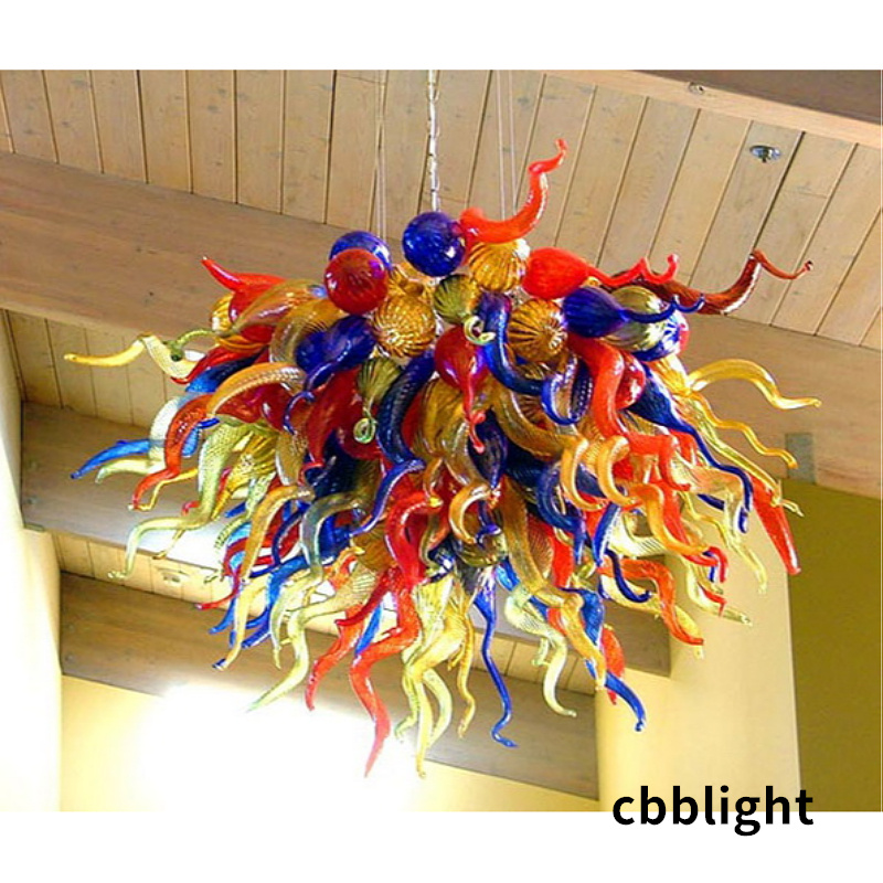 

Unique Decorative Designer Glass Pendant Lamps Colorful 32*32 Inches Hand Blown Glass Chandelier for Home Hotel Lobby Shop Lustre Chandeliers LR044