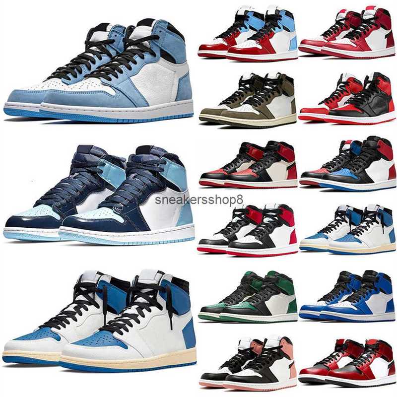 

Brand Shoes Jorda basketball jumpman 1s high Military Blue Electro Orange UNC Patent Court Purple Chicago Obsidian sports, # 8