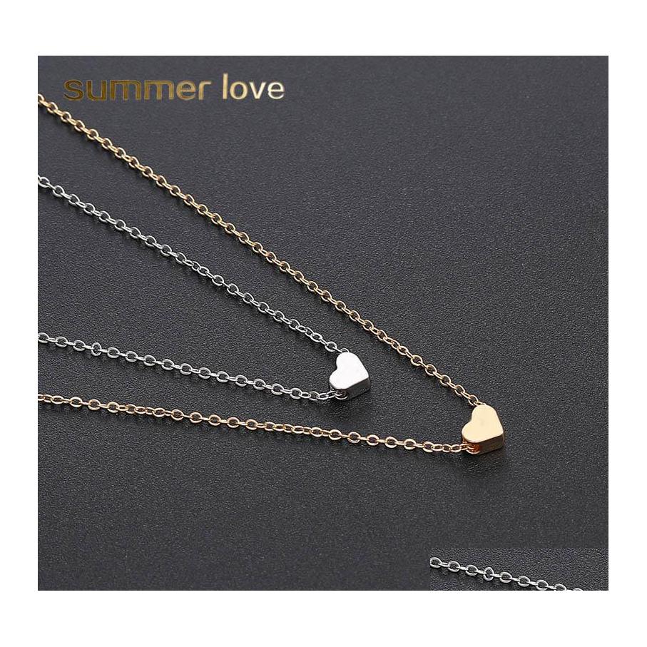 

Pendant Necklaces Classic Clavicle Chain Necklace Small Love Heart For Women Girl Gold Sier Choker Party Wedding Jewelry Drop Delive Otg1A