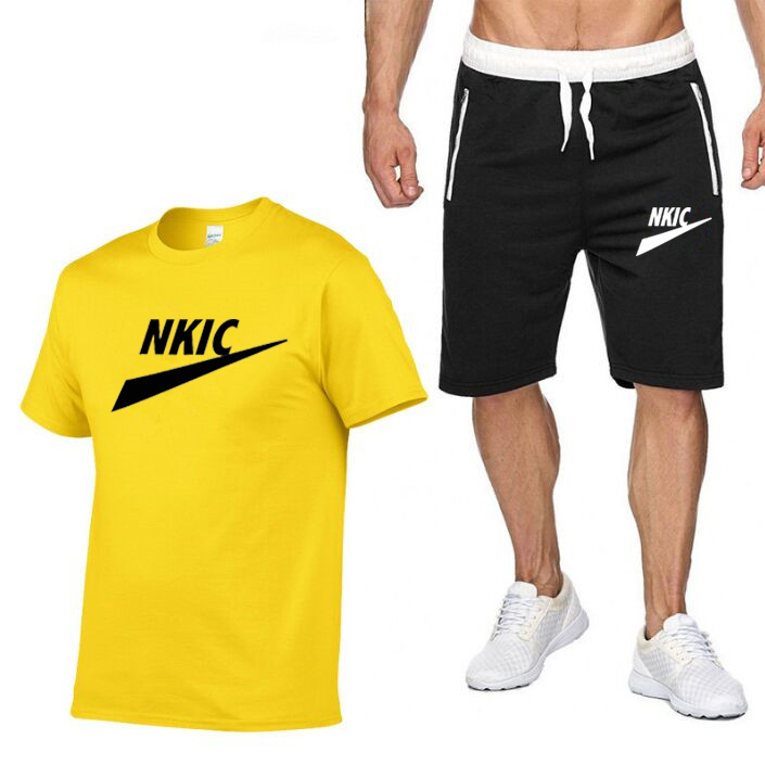 

Summer Men's Tracksuits Brand LOGO Print Men's Two Piece Set Fabric Casual T-Shirt and Shorts Set Mens Sports Suit Fashion Short Sleeve 88, 11