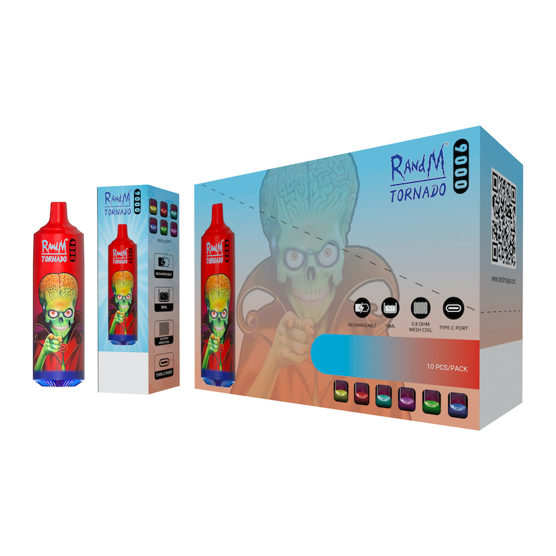 

Original Randm Tornado 9000 Puffs 9K Disposable E cigarettes Features 18ml Vape 0 2 3 5% Rechargeable 850mAh Integrated Battery vapes disposable puff vape