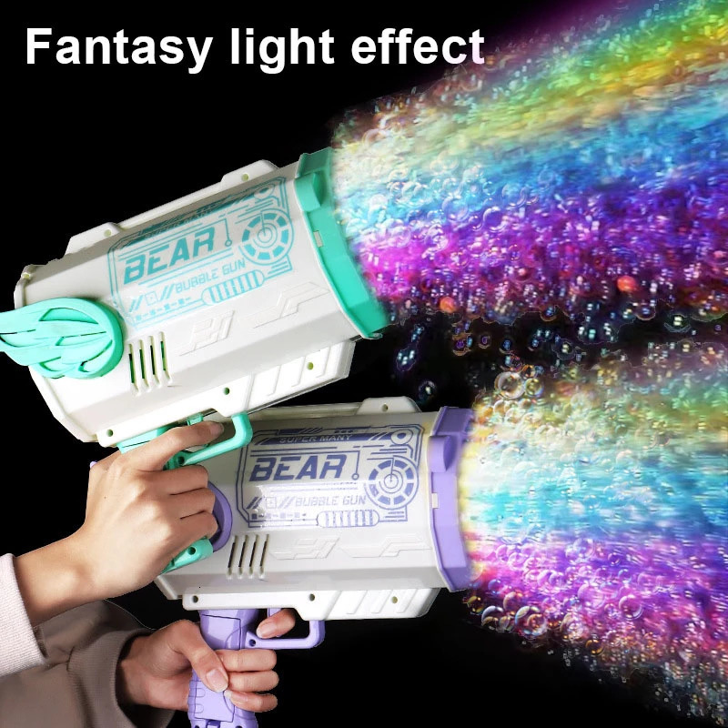 

Novelty Games 76/80/88 Holes Electric Rocket Bubble Gun With LED Gatling Blowing Soap Water Bow Bubble Machine Outdoor Toys For Children Gifts 230130