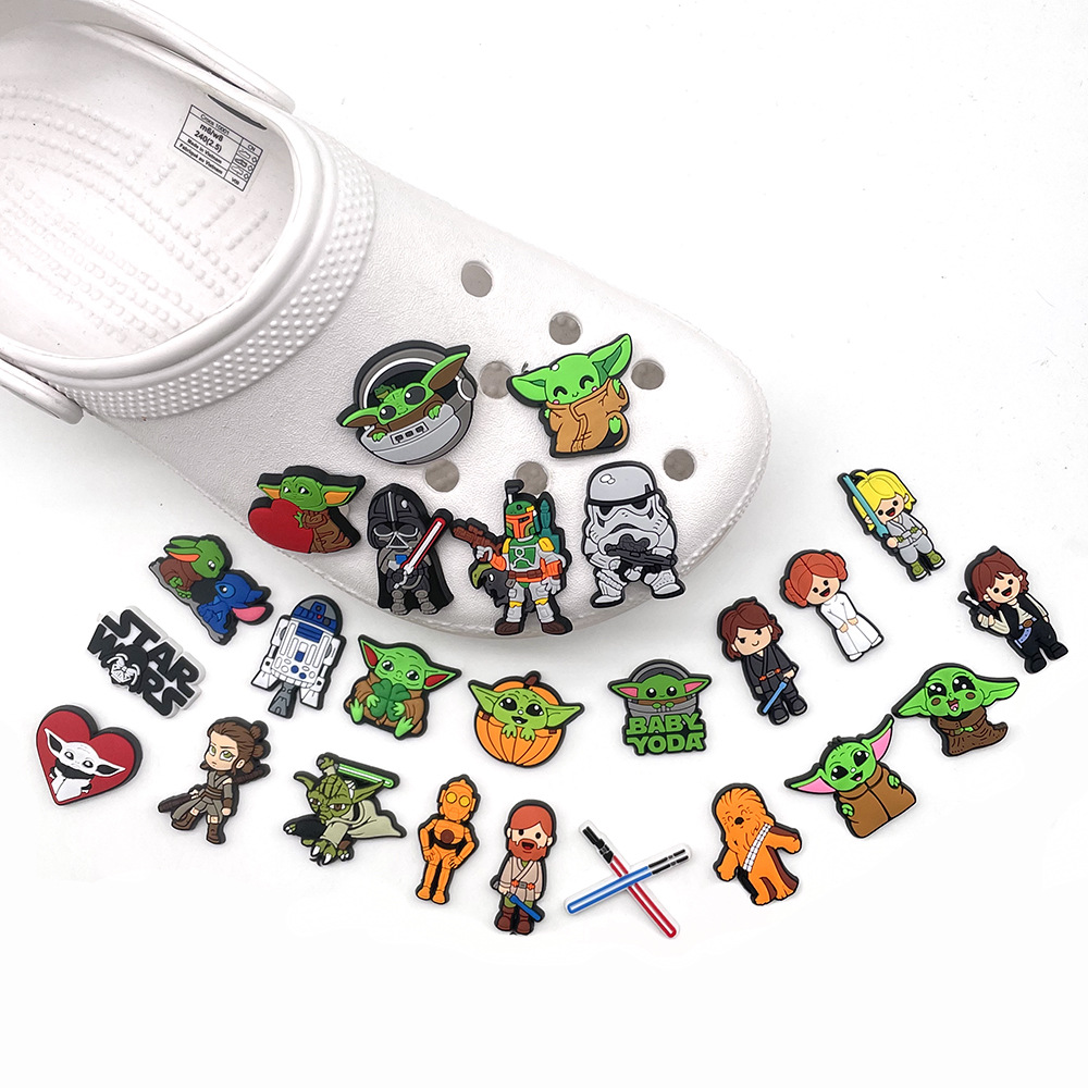 

Anime charms wholesale childhood memories green baby elf funny gift cartoon croc charms shoe accessories pvc decoration buckle soft rubber clog charms, Equally mixed colors