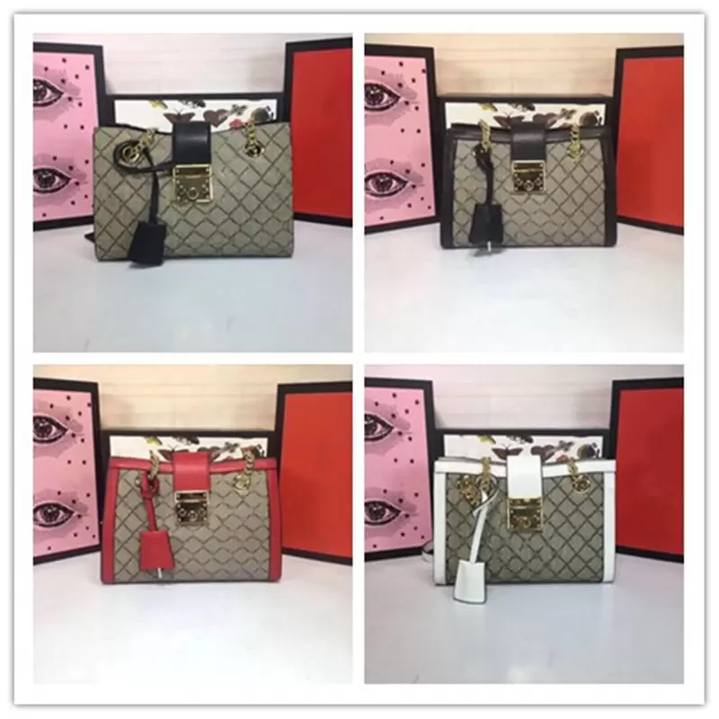 

Designer Luxury Padlock Medium Shoulder Bag 498156 Beige PVC Chain Leather Tote HandBag Size 26X18 X10cm