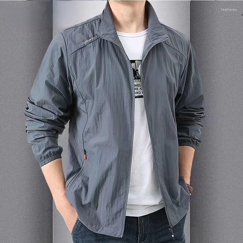 

Men's Jackets 2023 Fashion Quick Drying Breathable Jacket Male Loose Casual Stand Collar Coats Pocket Solid Outwears Sports Men Clothing, Dark grey