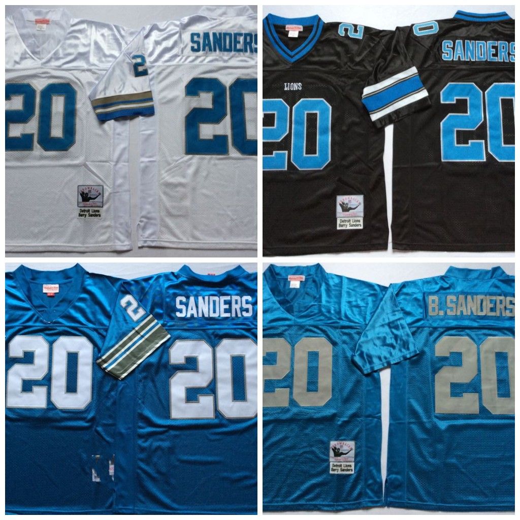 

NCAA 75th Vintage Football 20 Barry Sanders Jersey M&N Mitchell and Ness College Blue White Black Stitched