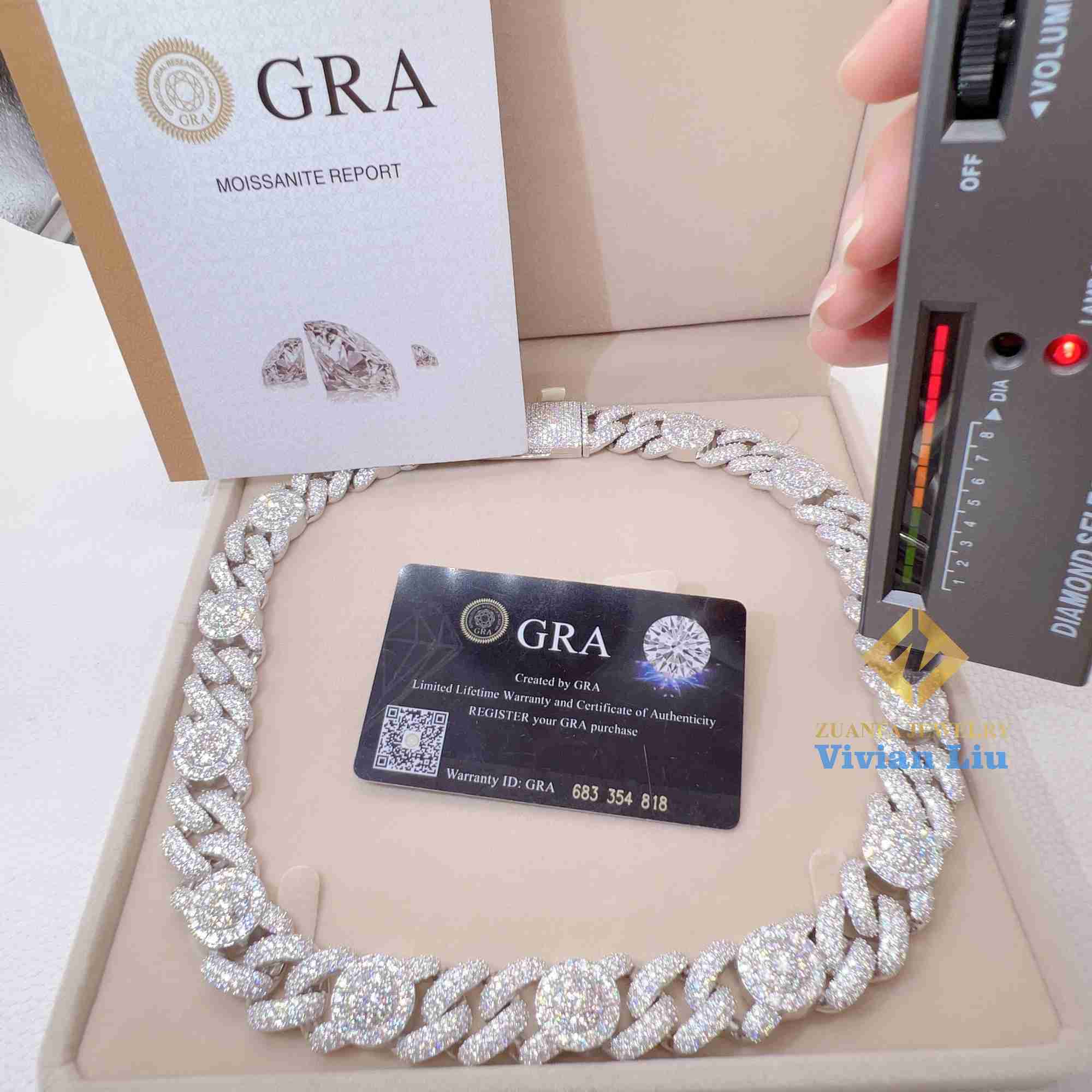 

Design Mens Necklace Sterling Silver 925 Vvs Moissanite Iced Out Hip Fine Jewelry Miami Cuban Link Chain