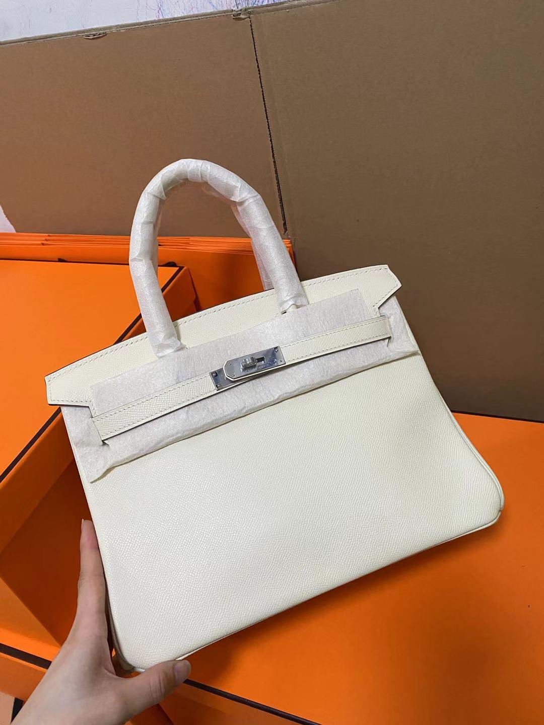 

30cm women brand tote Design bag purse luxury handbag epsom Leather handmade stitching pink craie maganolia etc colors wholesale price, Etoupe