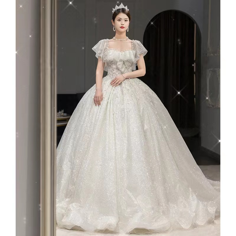 Arabe Vintage une ligne robes de mariée cristaux pure perle dentelle perlée robe de bal paillettes cristal luxe robe de mariée bohème grande tail