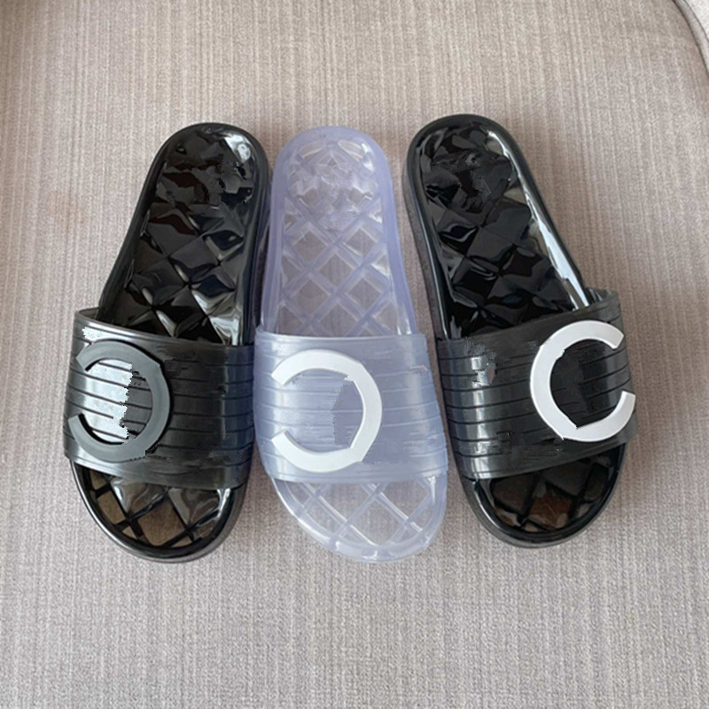 

2022 Designers Fashion PVC jelly slippers men women sandals summer beach shoes flat Flip Flops Alphabet Crystal transparen Clear slipper size 36-42 Slides Sneaker, Black+black log0;20224804