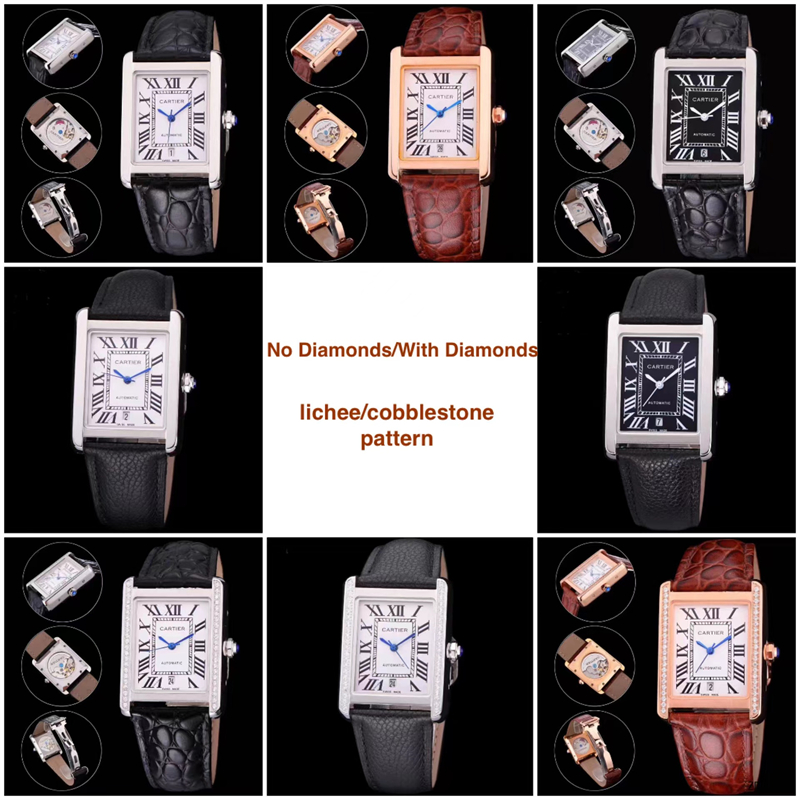 Dupe Car-tier Mécanique Montres 31*41mm Montres pour Hommes Femmes Lichee/Motif Pavé CT9
