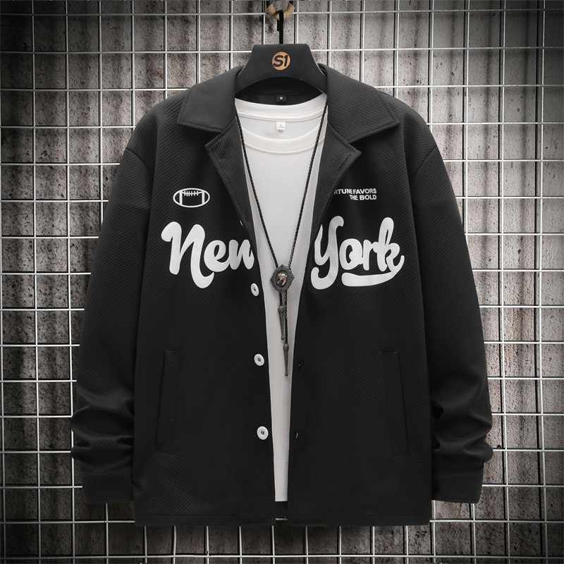 

Men's Jackets Men 1pc Letter Graphic Single Breasted Coat 230130, Black