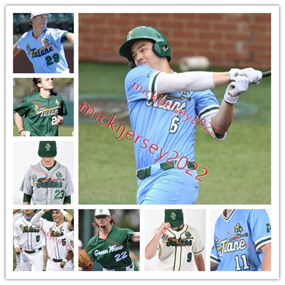 

Wave Custom Green Stitched Tulane Baseball Jersey Mens Youth Brayden Morrow Jacob LaPrairie Seth Beckstead Frankie Niemann Brennan Lambert Tulane Jerseys, Green tlane button