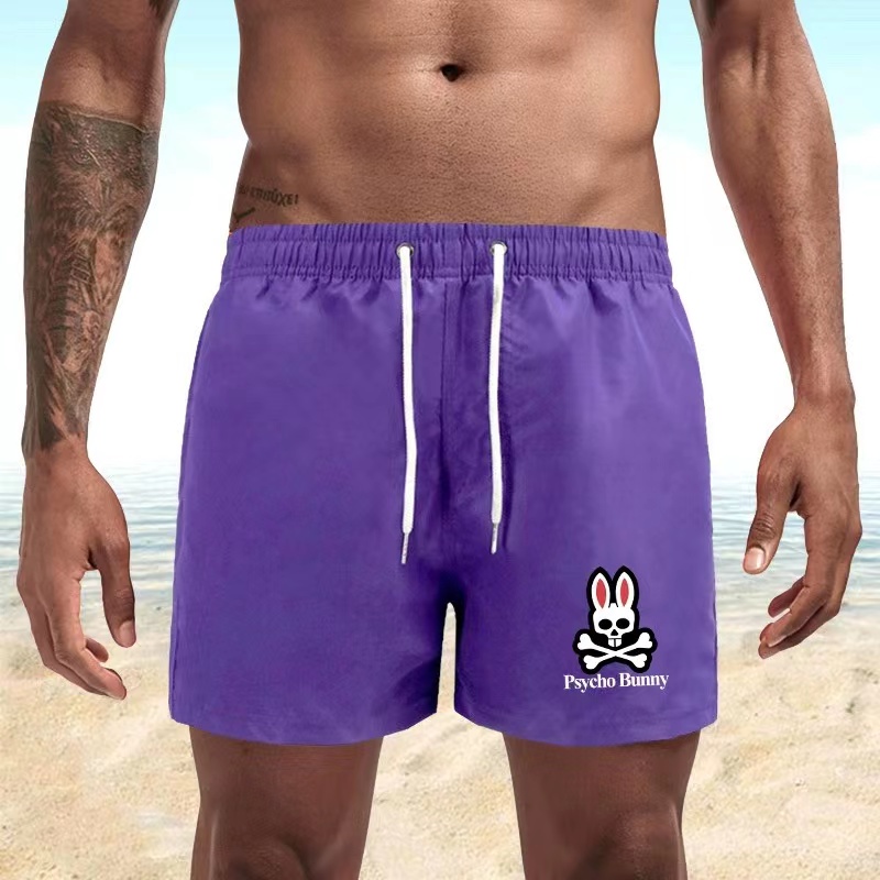 

Mens Fashion Shorts Beach Pants Leather Skull Rabbit Animal Print Psycho Bunny Surf Quick Dry European and American Style Tqdp, Yellow