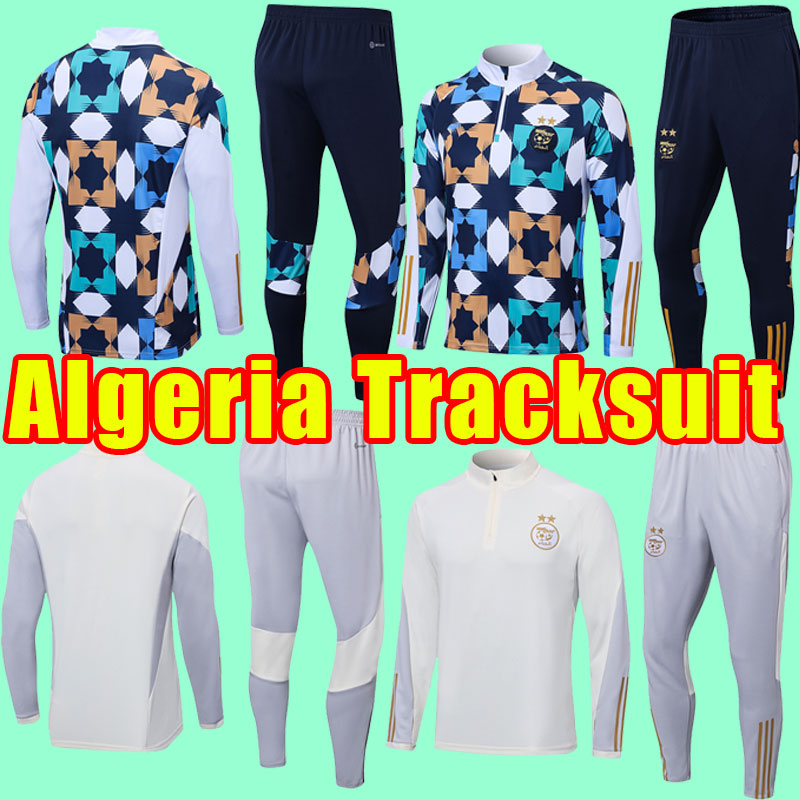 

2022 2023 Soccer tracksuits Algerie home white away green MAHREZ FEGHOULI BENNACER ATAL 22 23 Algeria football kits shirt men maillot de training long sleeve pants, As shown