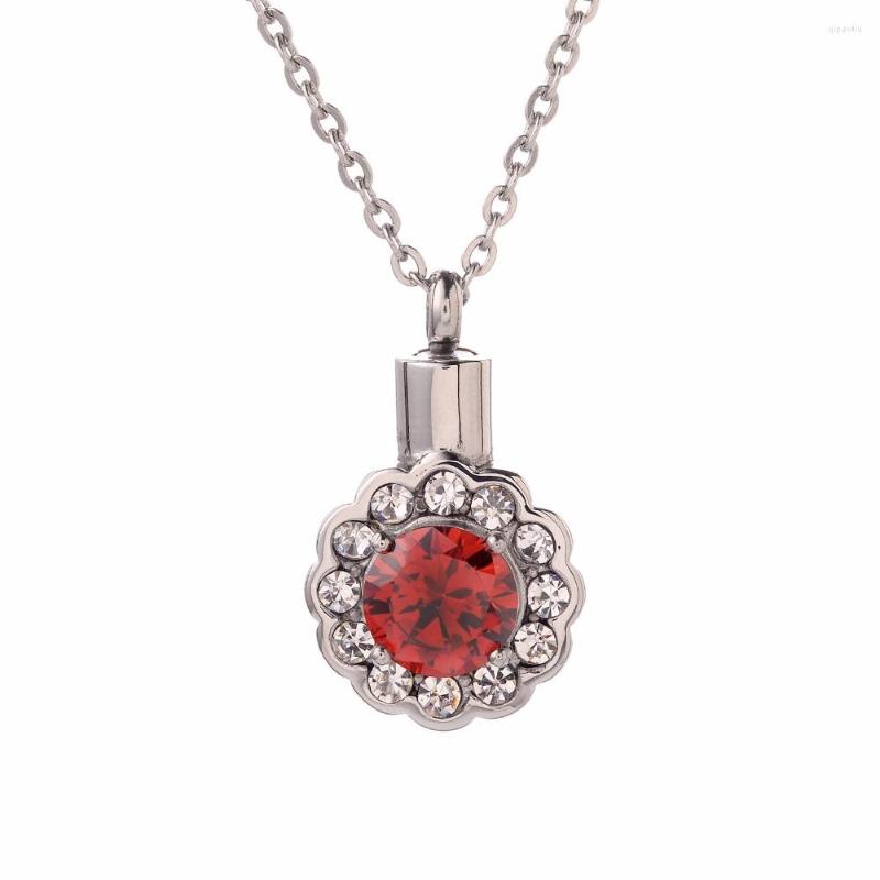 

Pendant Necklaces 316L Stainless Steel Crystal Cremation Jewelry Keepsake Memorial Urn Necklace Birthday Stone SH004