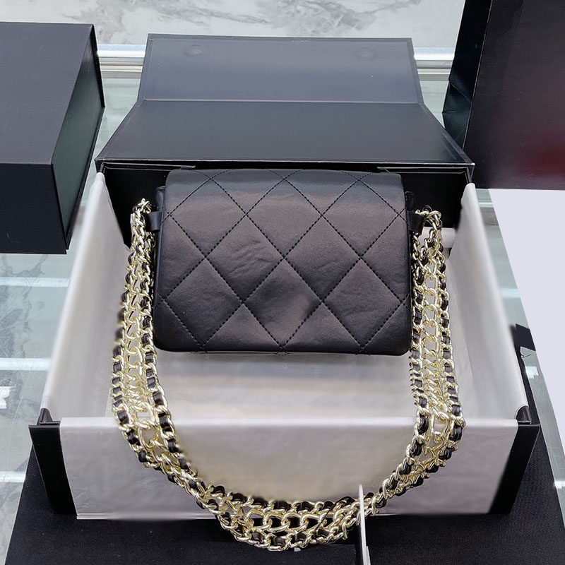 

CC Bags Luxury Brand Cross Body Womens Gold Chains Underwarm Bags Diamond Lattice Calfskin Genuine Leather Cosmetic Case Purse Large Capacit, Box