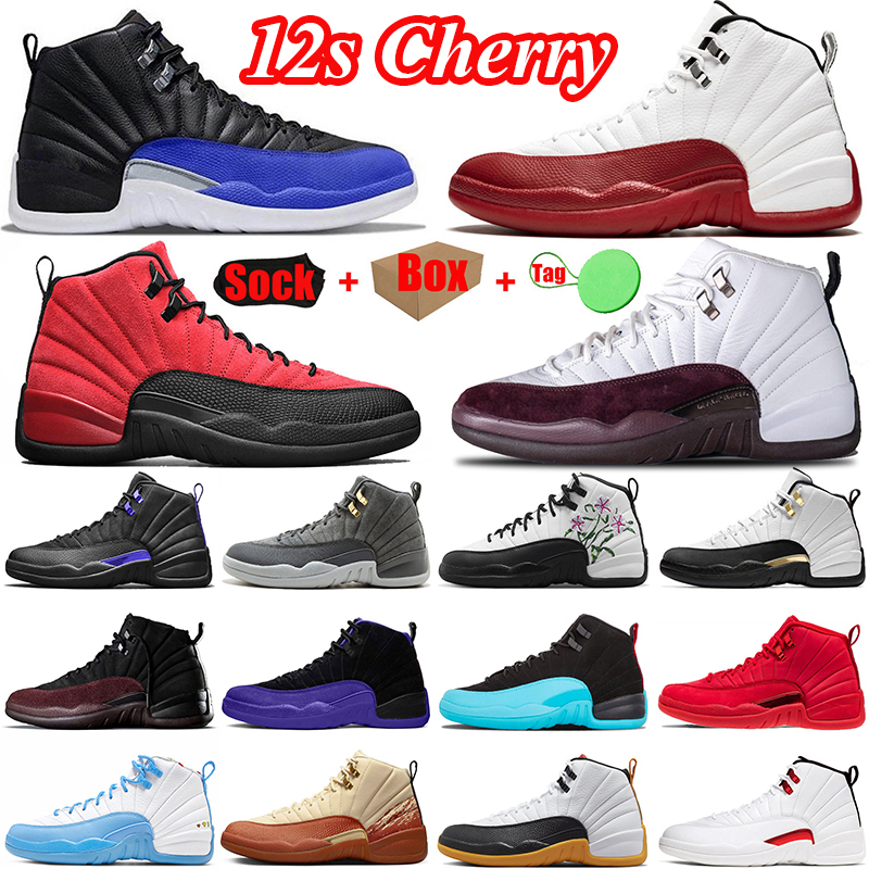 

With Box Jordens 12s Cherry Men Basketball Shoes Jumpman 12 mens trainers A Ma Maniere Black Taxi Flu Game Hyper Royal Playoffs Gym Red Stealth sports sneakers, 21