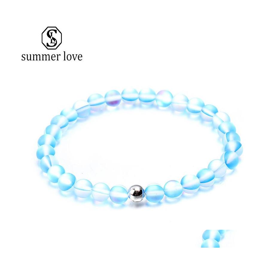 

Beaded Strands Spectrolite Beads Bracelet Handmade Trendy Jewelry Grind Arenaceous Glass Bead Charm Lucky For Women Girls Gift Whol Dh5F4