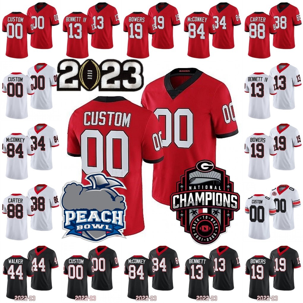 

2023 Playoff Peach Bowl Herschel Walker Football Jersey NCAA College Stetson Bennett IV Milton Kenny McIntosh Edwards Ladd McConkey Mitchell Starks Bowers, As