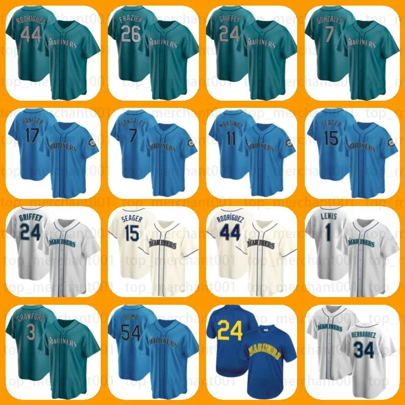 

CUSTOM Seattle 44 Julio Rodriguez Mariners 2023 All-Star Jersey Ty France Eugenio Suarez Adam Frazier J.P. Crawford Ken Griffey Jr. Cal Rale, Custom men jersey