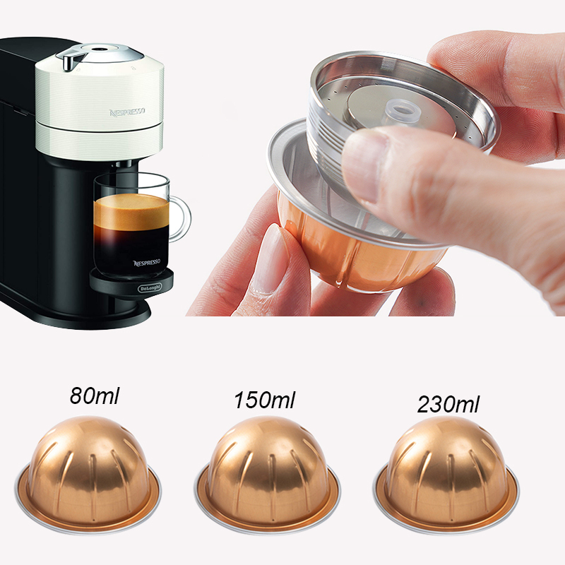 

Coffee Filters For use only with Nespresso Vertuo Next Vertuoline Reusable Stainless Steel Capsule Refillable Filter Original Pod 230131