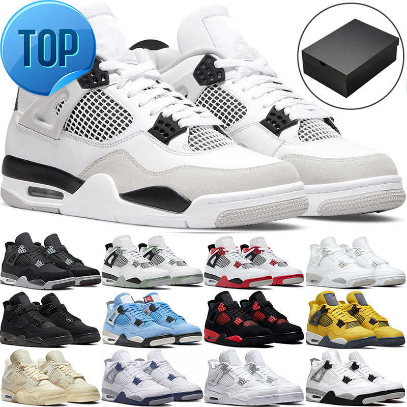 

top4 4S retro with box Basketball Shoes Military Black Cat University Blue Sail White Oreo Red Thunder Bred Cement Men Women sports Trainer Sneakers, #14