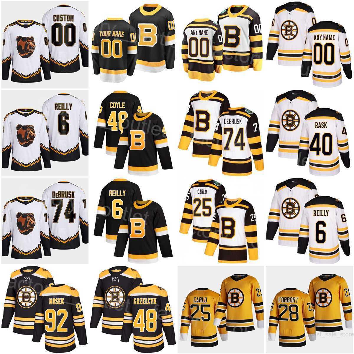 

CUSTOM 2022 Boston Hockey Bruins Mike Reilly Jersey Tomas Nosek Brandon Carlo Derek Forbort Tuukka Rask Pavel Zacha Hampus Lindholm stitched, Black