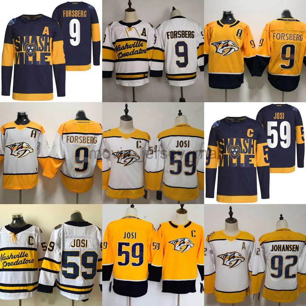 

CUSTOM Hockey Jerseys Nashville''Predators 9 Filip Forsberg 59 Roman Josi 92 Ryan Johansen 95 Matt Duchene men women youth, As