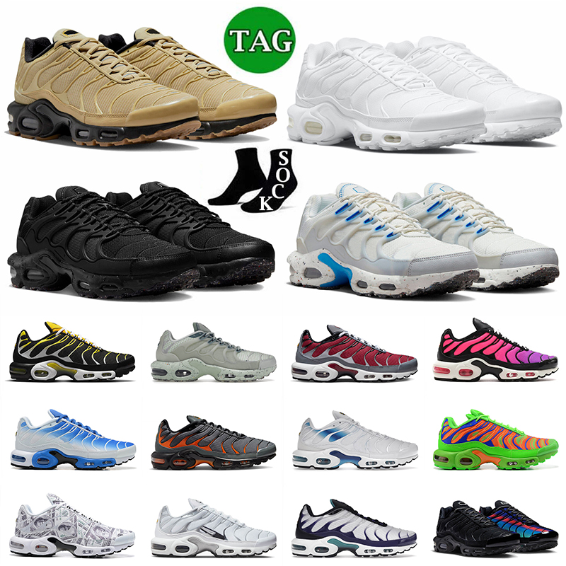 Sports Tn Plus SE Running Shoes Tns Cushion Sneakers Gold Bullet Triple White Terrascape Black Unc Vibes Mint Green Red Grey Dusk Spray Paint Traine
