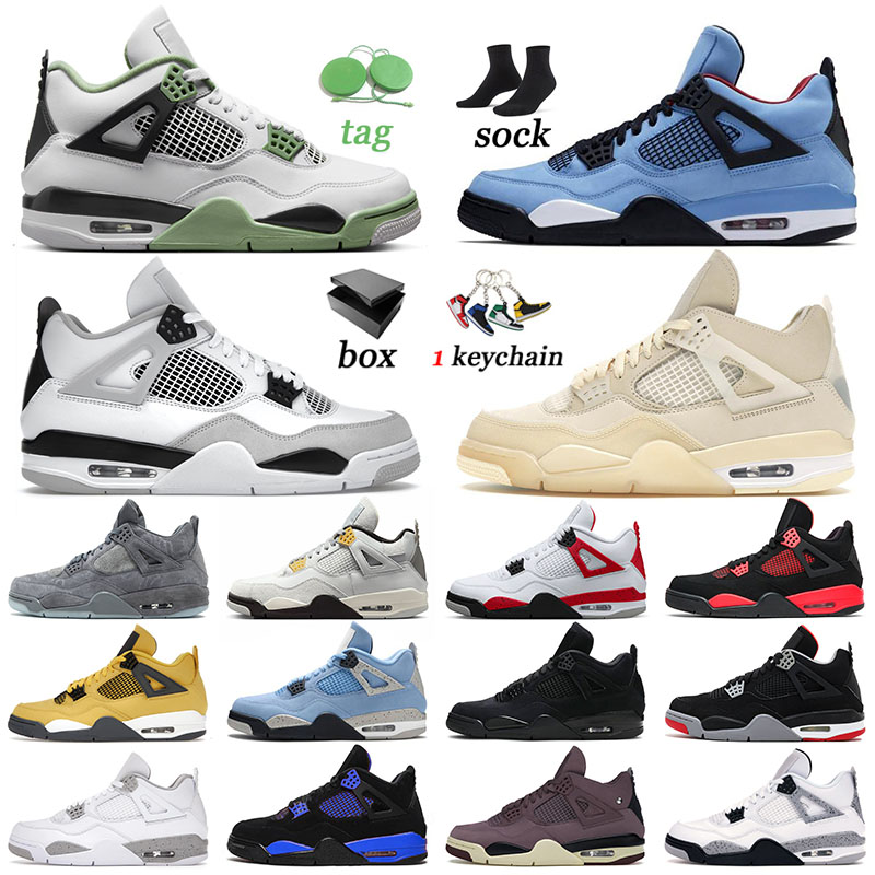 

mens womens 4 retro Basketball Shoes Seafoam Sail University Blue Black Cat Cactus Jack Red Thunder Military Black Midnight Navy mens trainer, 36-46 peach